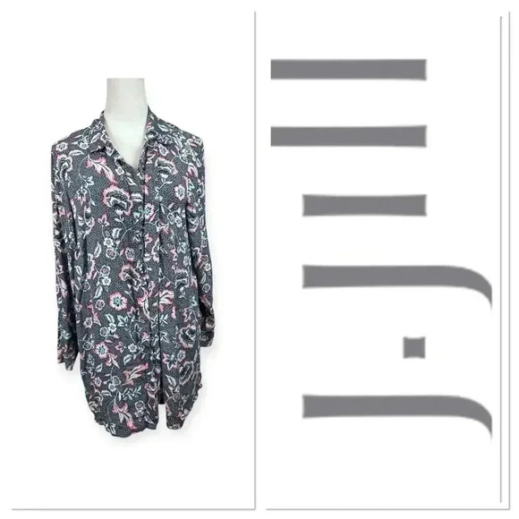 J. Jill paisley and floral print button front top size 1X - Picture 1 of 10